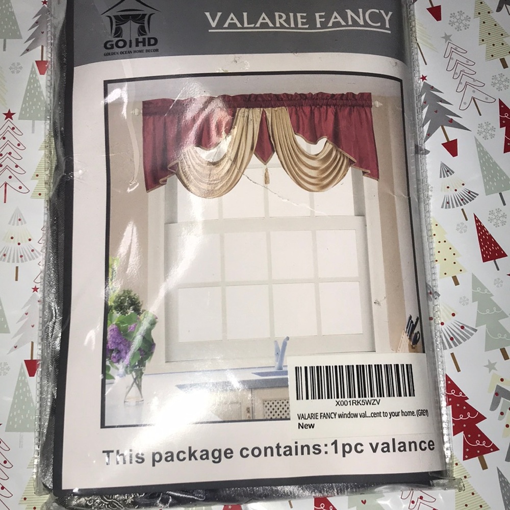 Valarie Fancy Window Valance Grey NWT
